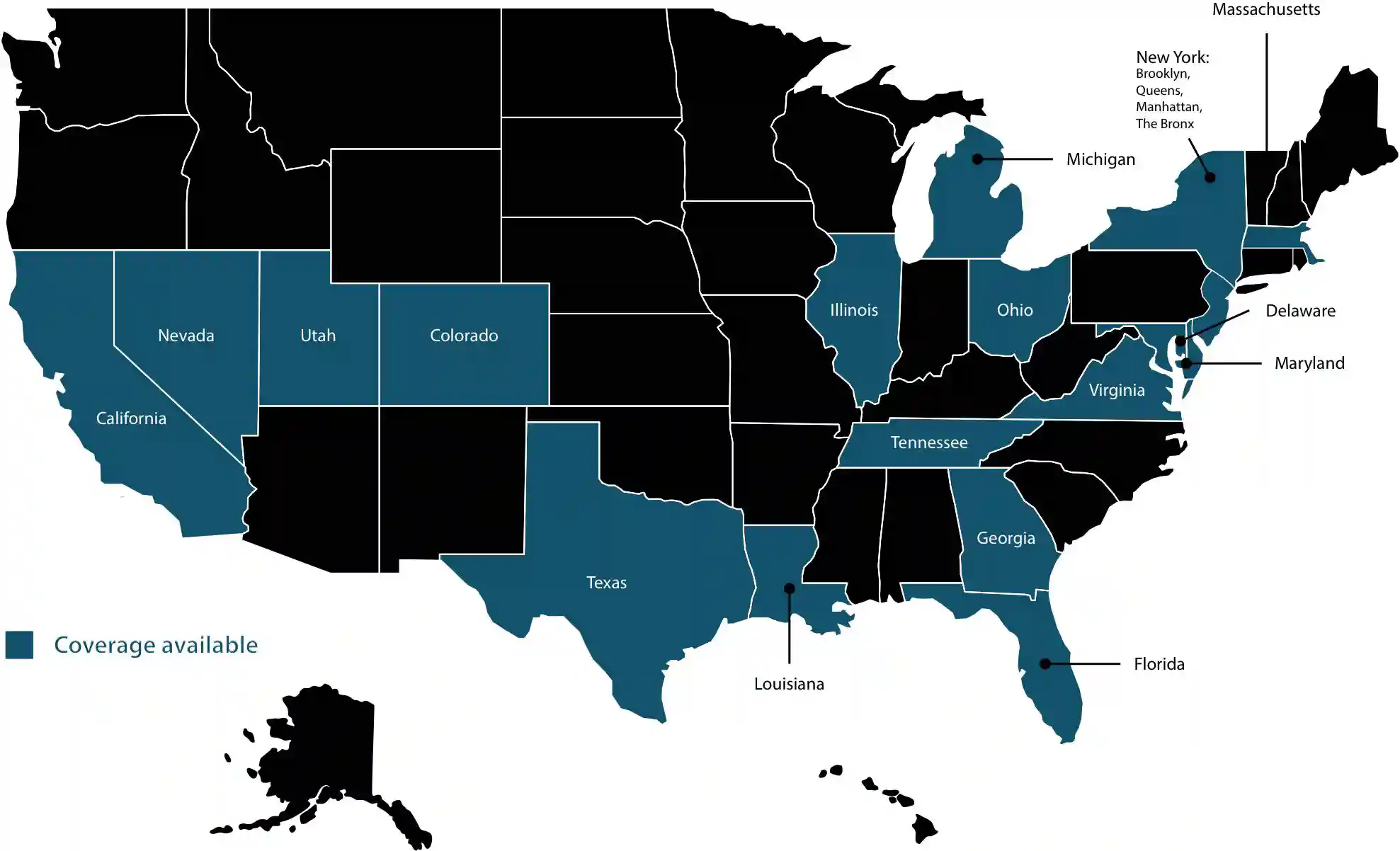 Map of the United States.